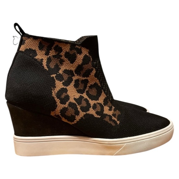 MIA Leopard Knit Wedge Ankle Bootie Slip On Women’s Size 9 Brown / Black NWOT - Picture 2 of 7